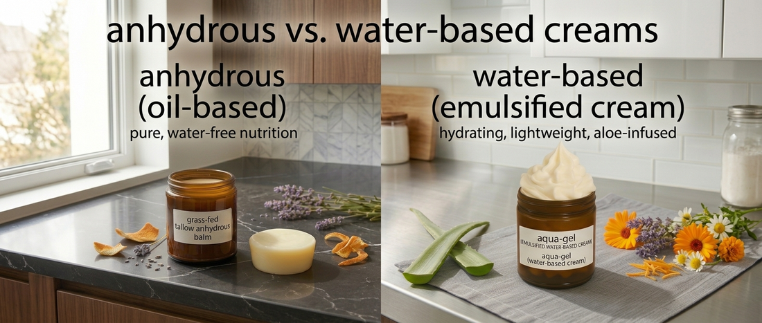 Anhydrous vs Emulsified (Water Based) Creams